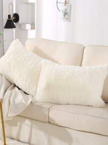 1 pieza Funda de almohada de franela con forro térmico cálido y cómodo, color blanco crema, adecuada para tamaños twin/full/queen/king - Blanco Crema - Ver 6