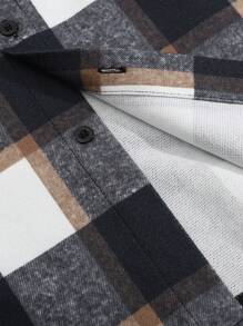 Manfinity Homme Men Plus Plaid Print Hooded Shirt Without Tee - Multicolor - View 5