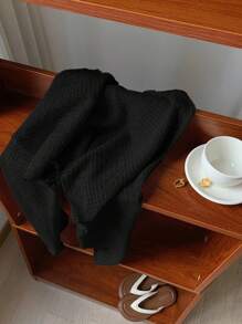 Comfortcana 大码女式纯色圆领蝙蝠袖上衣，秋冬 - 黑色 - 查看 3