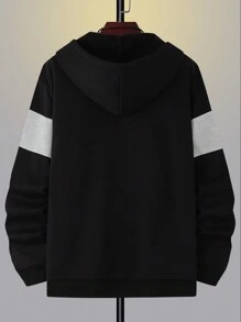 Manfinity Homme Plus Size Men's Casual Open Front Sweatshirt, Minimalist & Fashionable For Everyday Wear, For Fall Winter