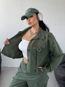 Flirla 大码休闲连体裤，带大口袋和丝带，2 件套