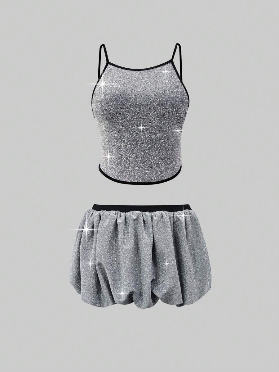 Zolique Women's Edged Sparkling Camisole/Tank Top, Sparkly Tops, Tank Tops Women