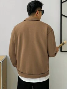 DAZY Men Letter Polo Drop Shoulder Sweatshirt
