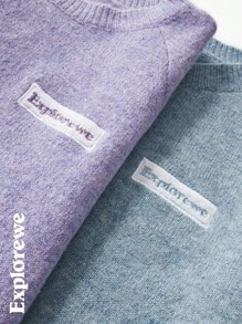 SHEIN 2 Pieces Tween Girls Embroidered Crew Neck Long Sleeve Sweater, Fleece Pullover For Autumn/Winter, Buy 1 Get 1 Free, Suitable For Outdoor, City Trips, Daily Wear, School, Parties & Other Occasions