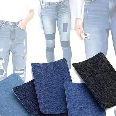 5pcs Patches For Jeans, 12.5*9.5cm Jeans Patch Sticker, Fabric Patches For Jeans Patches,Jeans Iron On Repair Patches For Clothing Pockets Knees Elbow Couch,5 Colors