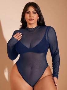 SHEIN BAE Bộ đồ liền thân lưới đen xuyên thấu cỡ lớn cho nữ Bộ đồ liền thân một mảnh màu đen Bộ đồ liền thân cỡ lớn Bộ đồ liền thân cong Bộ đồ liền thân buổi hòa nhạc Trang phục Giáng sinh cho phụ nữ Bộ đồ liền thân thường ngày và bó sát Bộ đồ liền thân Sxy Plus Bộ đồ liền thân dài tay Bộ đồ liền thân cổ lọ Plus Bộ đồ liền thân trong suốt Trang phục công sở cho phụ nữ - Màu xanh hải quân - Xem 6