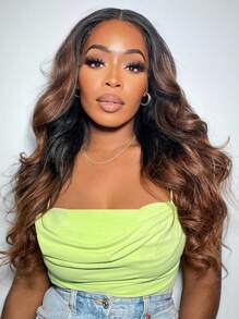 3D Body Pre Bleached Invisible Knots Pre Cut Plucked Pre Everything Wig Body Wave 100% Human Hair Wig Black With Blonde Highlights 13x4 Lace Frontal Wigs For Women - SNATURAL/30 - View 6