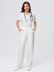 Scrubzie 2pcs Anti-Wrinkle White Women /Nursing 2 Pieces Scrub Uniform Set - White - View 7