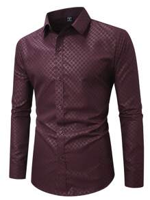 Manfinity Homme Camicia casual da uomo in flanella a quadri monopetto a maniche lunghe, adatta per l'autunno