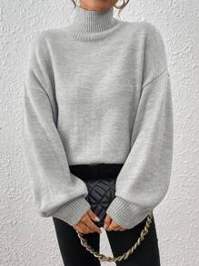 Chiquease Women Casual Classic French Style Long Sleeve Sweater Knit Pullover Fall Winter Sweater - Grey - View 4