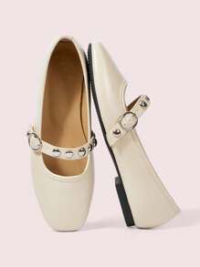 CUCCOO DOLLMOD Zapatos planos de malla negra de moda para mujer - Albaricoque - Ver 6