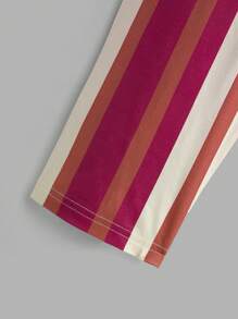 Tween Girls Dog Print Patchwork Striped Top & Comfortable Pants 2pcs Loungewear Set - Multicolor - View 6