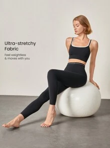 26 英寸 FeatherFit™ Flex 腰部徽标紧身裤，低冲击瑜伽日常 - 黑色 - 查看 5