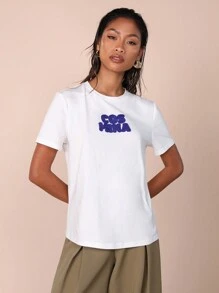 COSMINA 女款基本款白色刺绣吊带背心，秋冬款 - 白色 - 查看 6