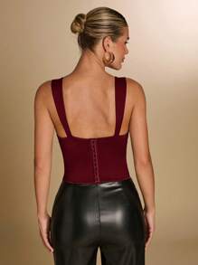 SHEIN BAE Burgundy Lace Panel Underwire Seamless Crop Top Bra