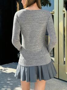 INAWLY Áo thun dài tay in họa tiết hoa màu xám cỡ lớn cho nữ - Màu Xám nhạt - Xem 2