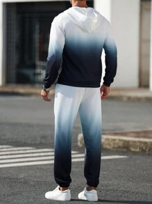 Manfinity Homme Men's Casual Gradient Hoodie And Sweatpants Set - White - View 2