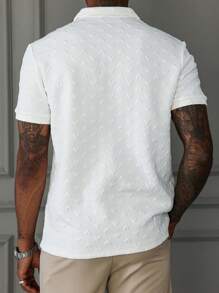 Manfinity CasualCool Men's Heart Embossed Short Sleeve Casual Polo Shirt, Suitable For Outdoor And Casual Occasions, For Golf