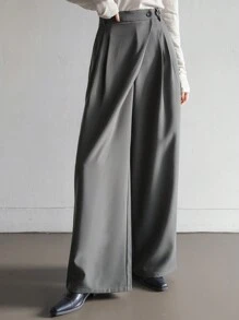 Dazy-Less Conjunto de 2 peças de saia destacável feminina, estilo reto, calças casuais, roupas de trabalho femininas casuais para negócios - Cinza escuro - Ver 6