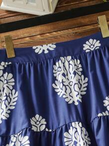 Lacomfia Falda acampanada de corte holgado y estampada con varias capas, de estilo casual para primavera/otoño, tallas grandes