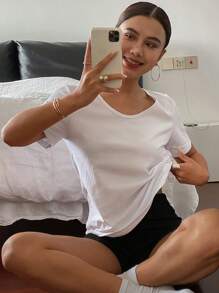 Livesso Women Summer Casual Basic Slightly Loose T-Shirt,Teacher Outfits - White - View 4