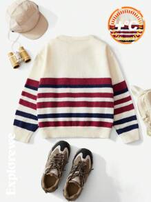 SHEIN 秋冬季 Tween 男童条纹针织套衫