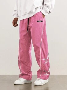 Manfinity Hypemode 男士宽松休闲星星图案抽绳腰裤，秋季