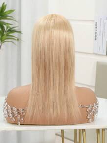 1pc V-Shaped Hairpiece Clip In Hair Extensions &1pc 3.25*5 Real Human Hair Toppers 14Inch/35Cm&12Inch/30Cm 100% Real Remy Human For Thinning Hair - Easy To Style, Lightweight, Breathable, Invisible And Undetectable, Suitable For All Hair Types And Daily Wear Honey Golden Light Blonde Color S18/22# - SP18/22 - View 9