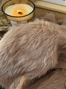 CosyJoli Suéter de mujer talla grande con hombros descubiertos, de felpa y corto, para otoño/invierno - Camel - Ver 5