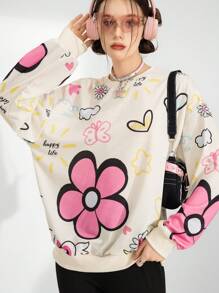 Bộ 2 quần nỉ và áo len họa tiết tiếng Anh Mỹ cổ điển cho bé gái tuổi teen - trắng - Xem 5