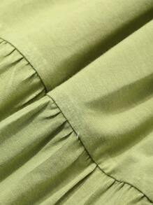 DAZY Damen einfarbiges Nachthemd mit Rüschensaum und langen Trägern, Schlafanzug Kleid