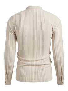 Manfinity Homme Men'S Solid Button-Up Long Sleeve Shirt And Pants Set, Autumn - Apricot - View 7