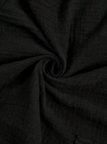 SHEIN LUNE Batwing Sleeve Pocket Patched Romper - Black - View 7