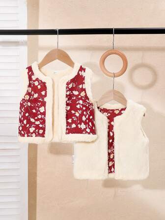 Veste imprimée sans manches, décontractée quotidienne pour jeunes filles, automne/hiver