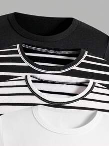 Camiseta casual de manga corta y cuello redondo, versátil para niñas jóvenes