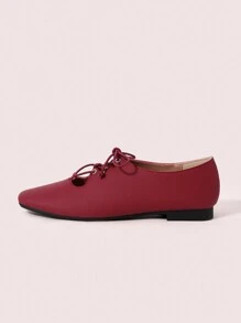 CUCCOO DOLLMOD Bailarinas planas tipo Mary Jane para mujer con punta redonda, suela suave y cómoda, y correa elástica - Burdeos - Ver 2