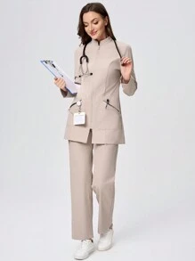 Scrubzie 2pcs Anti-Wrinkle Long Sleeve Jacket & Pants Women Scrub Uniform Set