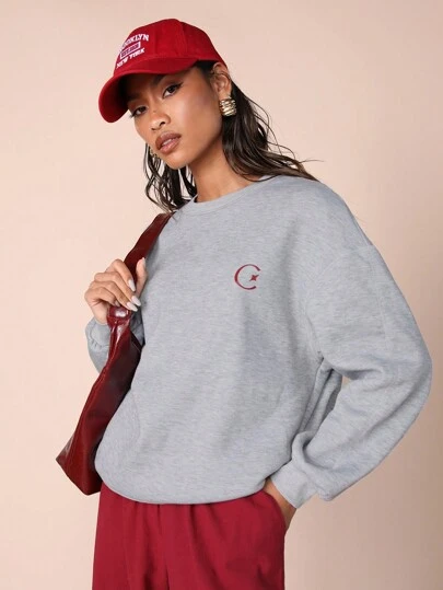 COSMINA 女士圆领长袖图案细节休闲运动衫