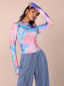 COSMINA 女士时尚扎染插肩袖上衣，秋季