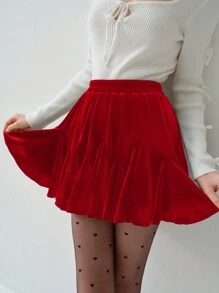 Enchnt Minifalda con volantes romántica y preciosa para mujer, ideal para la primavera/verano, dulce y elegante para el Día de San Valentín, cumpleaños, fiesta y cita