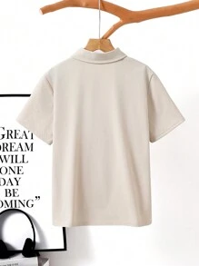 SHEIN Leap Crew 青少年男孩宽松休闲撞色翻领 Polo 衫