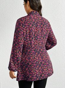 SHEIN Frenchy 适合日常穿着的大码全印花长袖休闲衬衫 - 彩色 - 查看 6