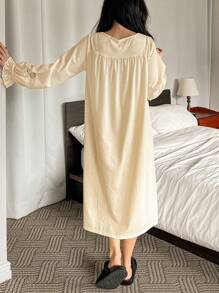 DAZY Sweet Lace Patchwork Ruffle Trim Sleep Dress