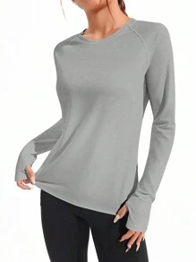 Easithlete Parte superior de tanque para hacer ejercicio con cuello simulado y dobladillo cruzado - Gris - Ver 1