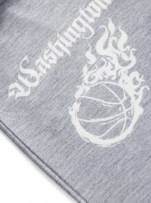 SHEIN Set da 2 pezzi per ragazzo adolescente, composto da t-shirt a maniche corte casual e pantaloni lunghi morbidi, stile punk rock da strada, adatto per festival primaverili/estivi e uso quotidiano, con stampe in inglese
