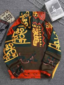 Manfinity Roghcode Sudadera casual con capucha estampada para hombre, diseño sencillo, manga larga, uso diario - Multicolor - Ver 2