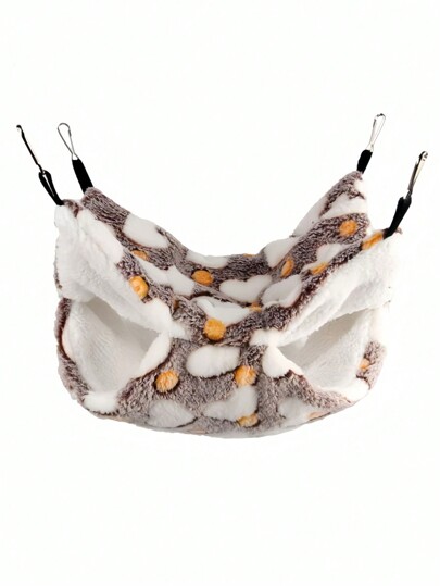 Heart Pattern Pet Hammock - Coffee Brown Double Layer Soft Sleeping Bag For Cats & Dogs, Cozy Household Pet Bed