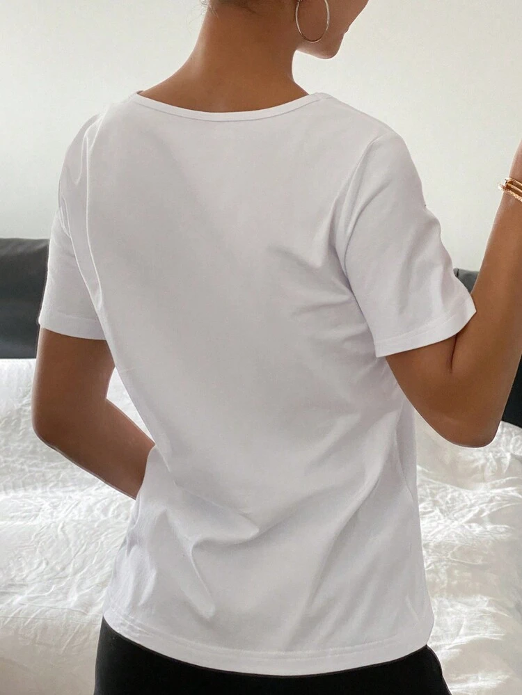 Women Summer Casual Basic Slightly Loose T-Shirt, Teacher