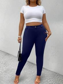 Inoviana 2pcs/Set Plus Size Elastic Slimming Leggings, Versatile And Figure Flattering - Multicolor - View 6