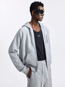 NEON BLANC Sudadera con capucha gris de estilo urbano para hombre con letra reflectante, para otoño e invierno - Gris Claro - Ver 3